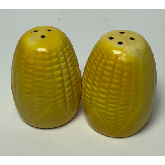 Vintage Pottery Corn on the Cob Salt & Pepper Shakers Cork Stoppers Farm Cottage - Picture 4 of 4